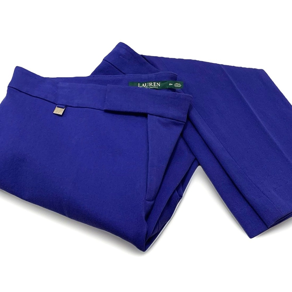 Lauren Ralph Lauren 8 P Tailored Dress Pants Ankle Trousers Royal Blue VTG Prep